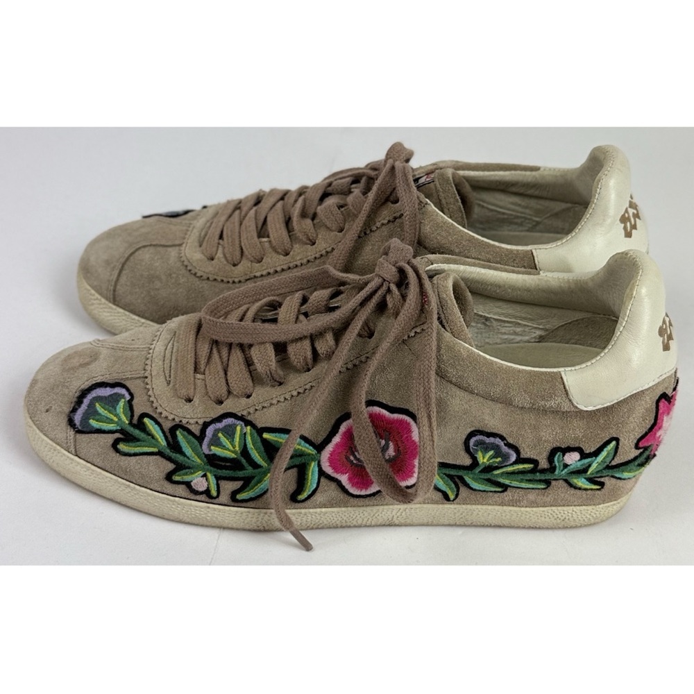 ASH Gull Floral Embroidered Suede Sneakers, size 8.5 US / 39 EU